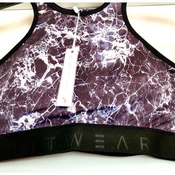 FITWEAR FASHION - NWT L Sz 12 “Grace” Crop Top w/Zippered Back/Marble/Black Trim - Picture 6 of 16